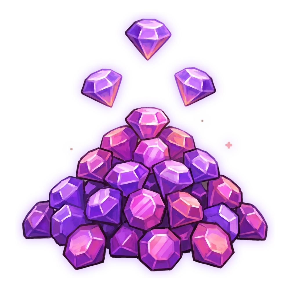 Une pile de gemmes rayonnantes