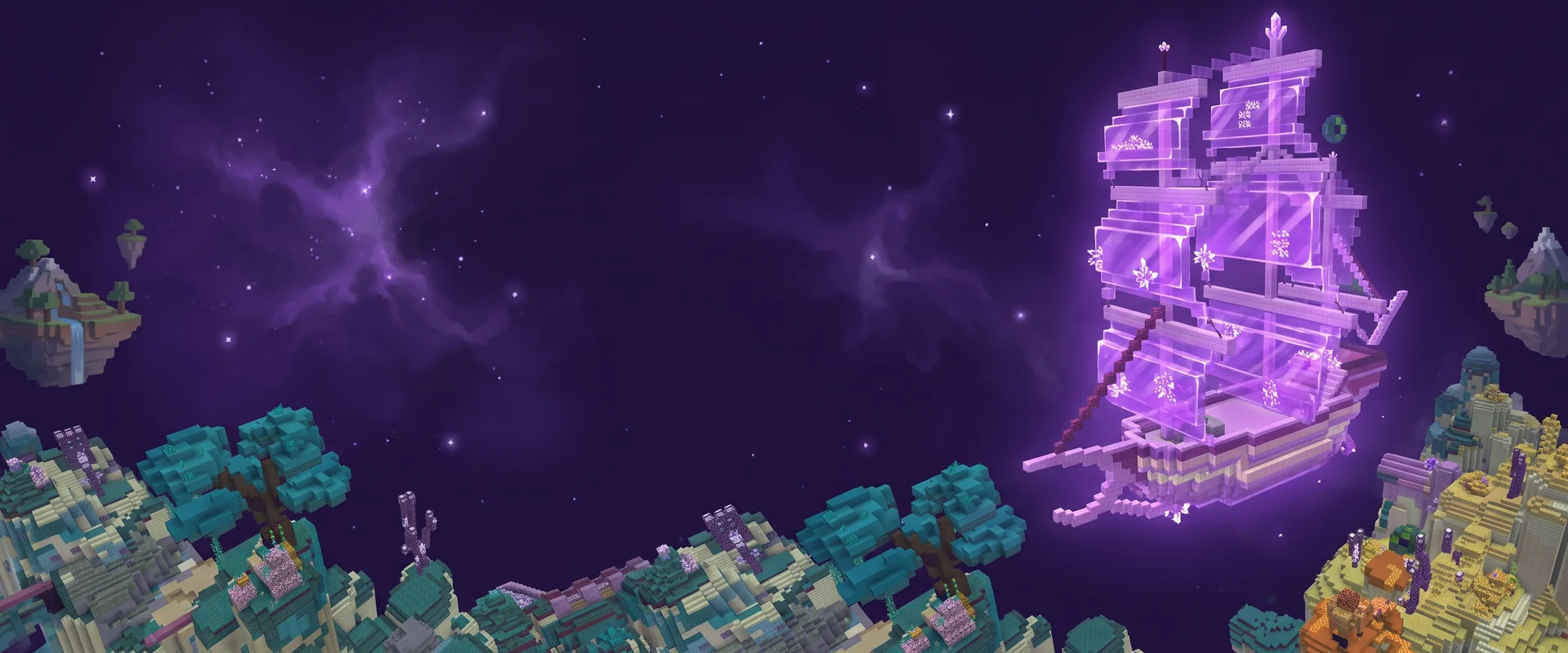 Paysage de la Dimension End, lueurs violettes